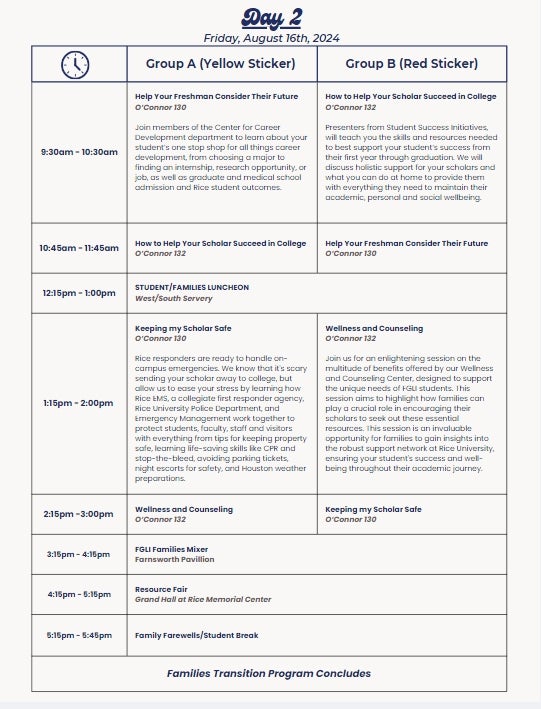 2024 Families Transition Program Schedule 2